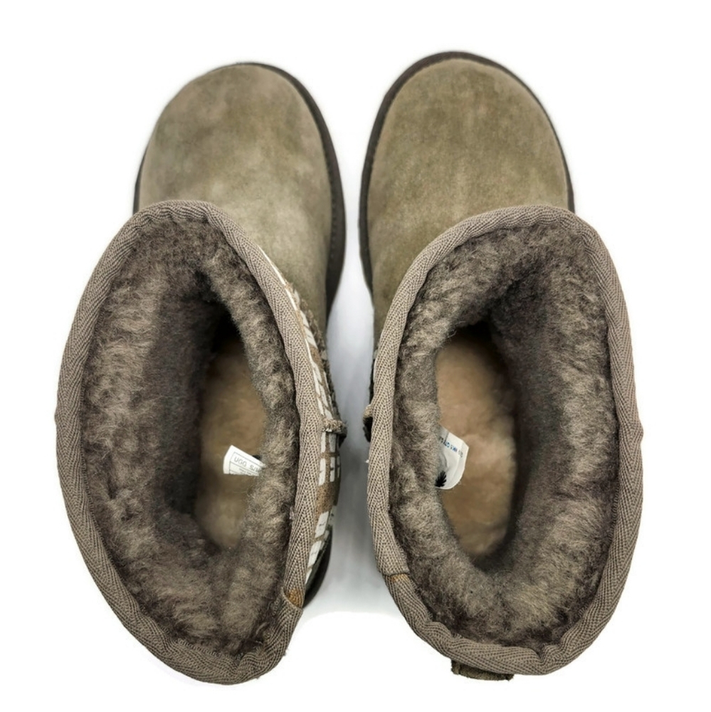 UGG Classic Mini II Logo Slate Grey & White UGG Graphics Shearling Lined Boots - Picture 8 of 11